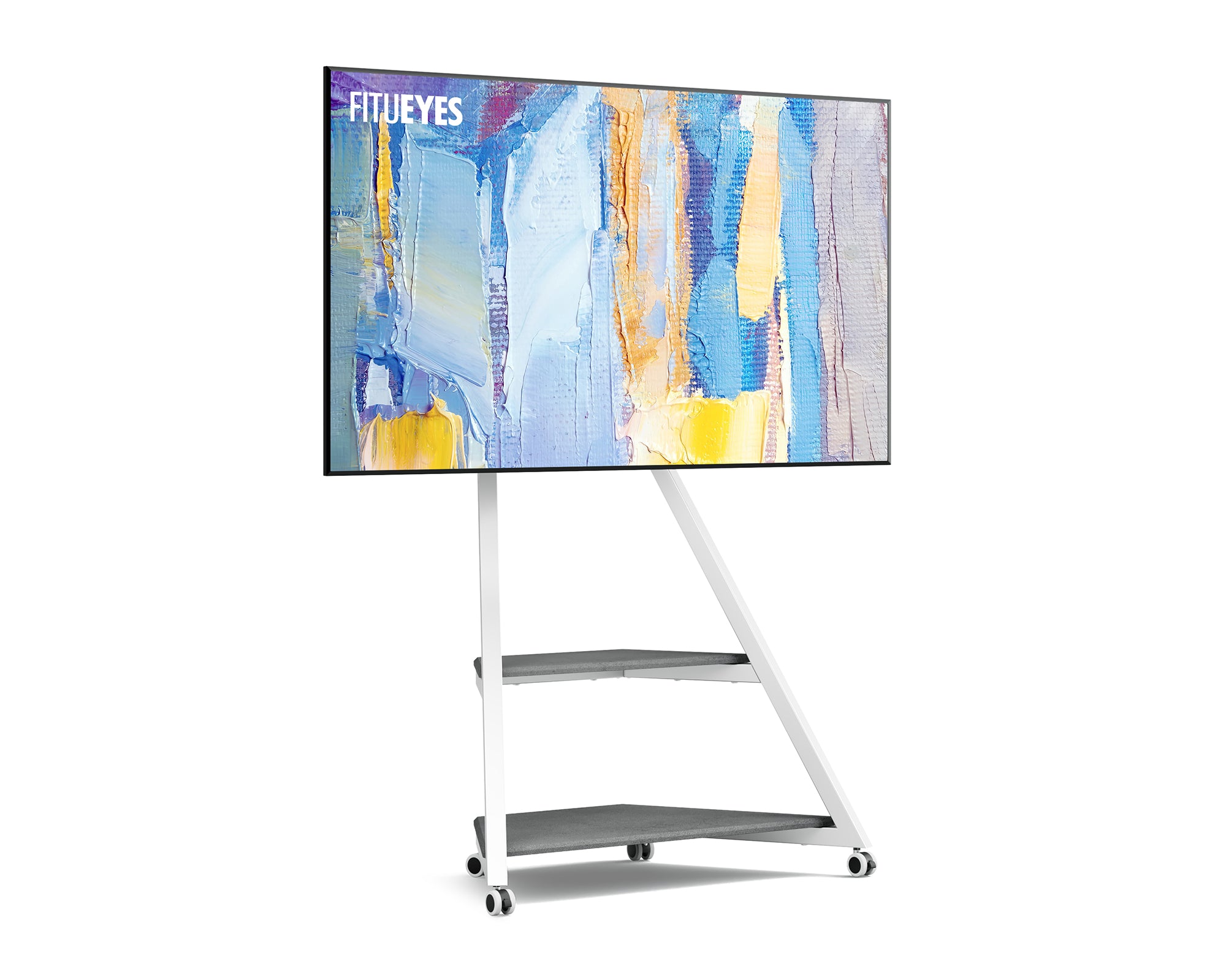 White portable tv stand with wheels