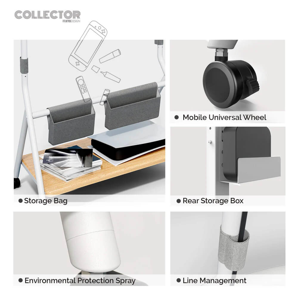 cable management tv stand FITUEYES white 55-78 inches