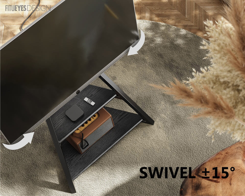 black tv stand with swivel ±15° fitueyes 75 inch