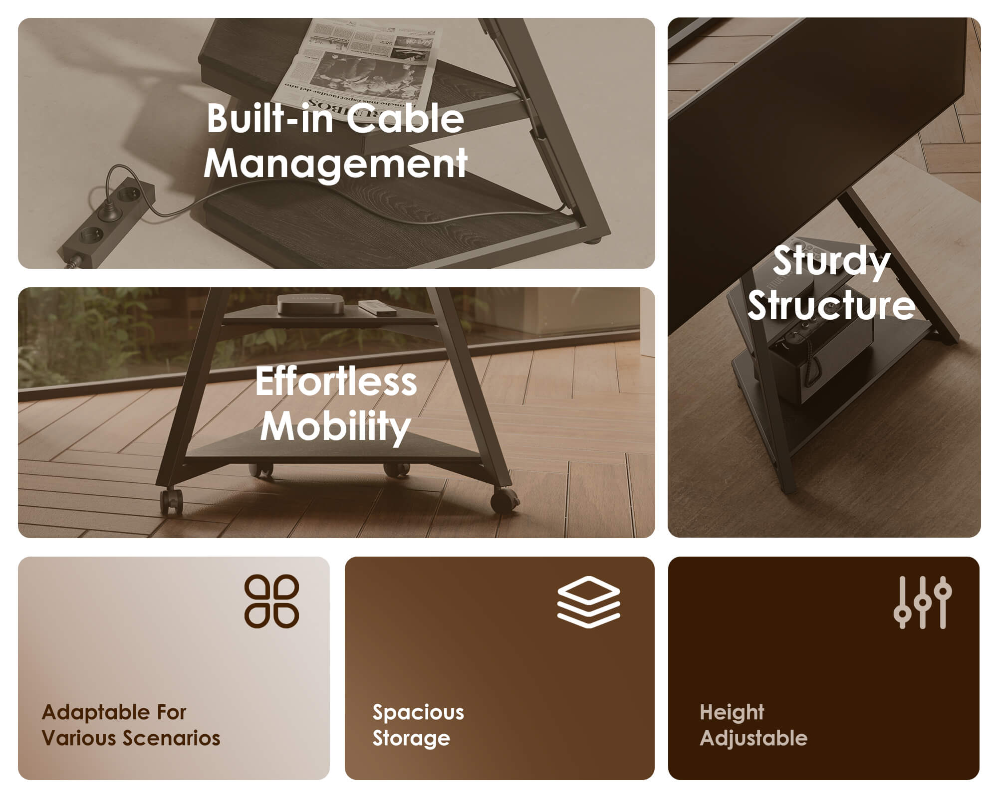 Eiffel FT65 Floor TV Stand With Wheels