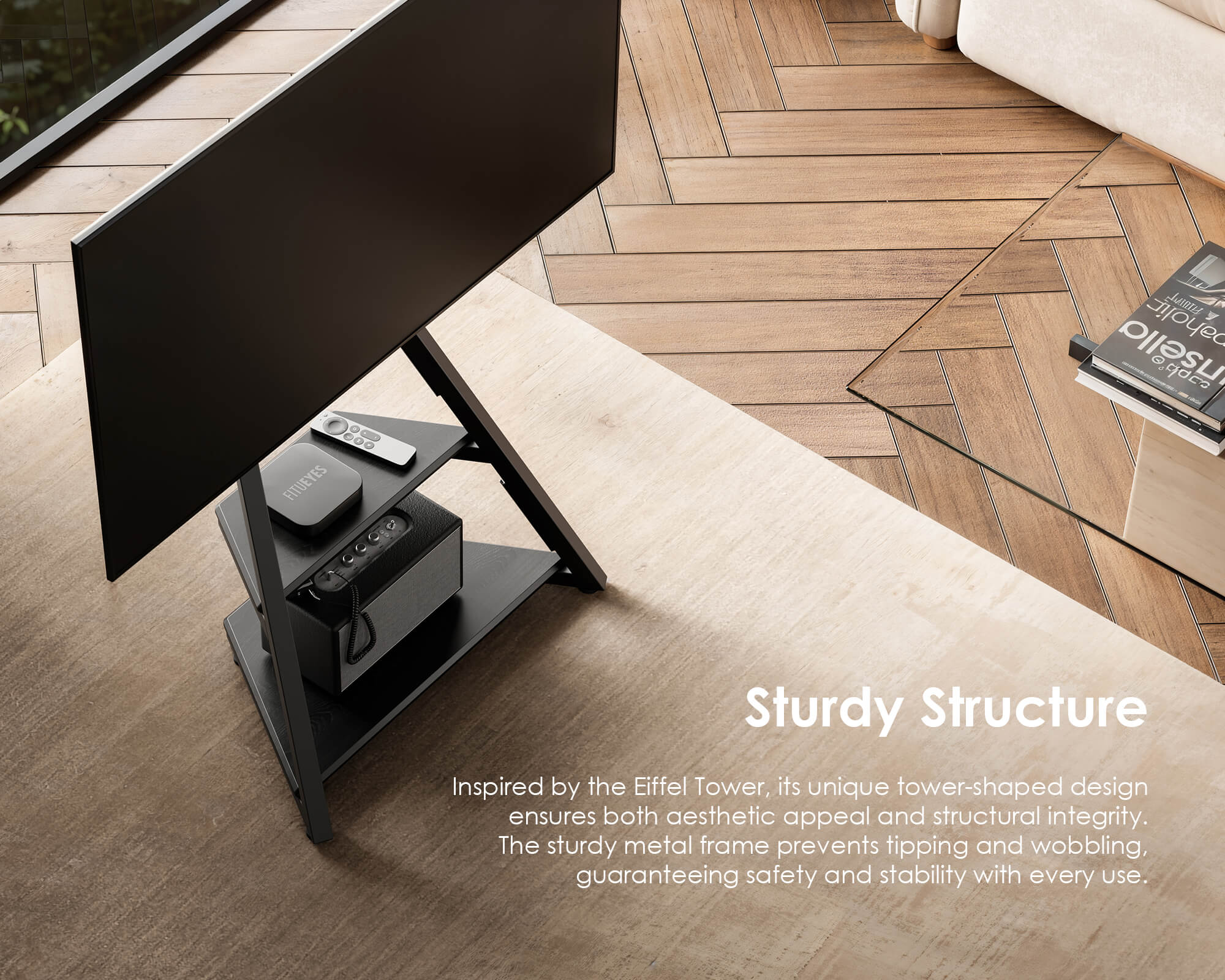 Eiffel FT65 Floor TV Stand With Wheels