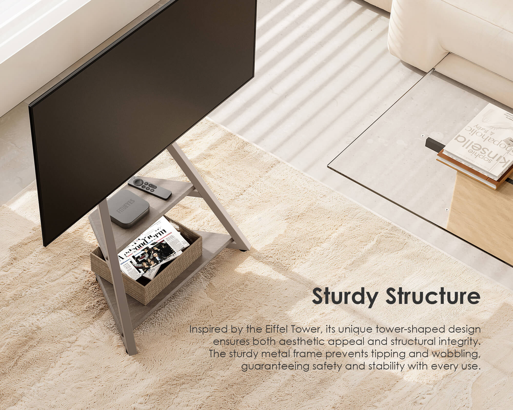 Eiffel FT65 Floor TV Stand With Wheels