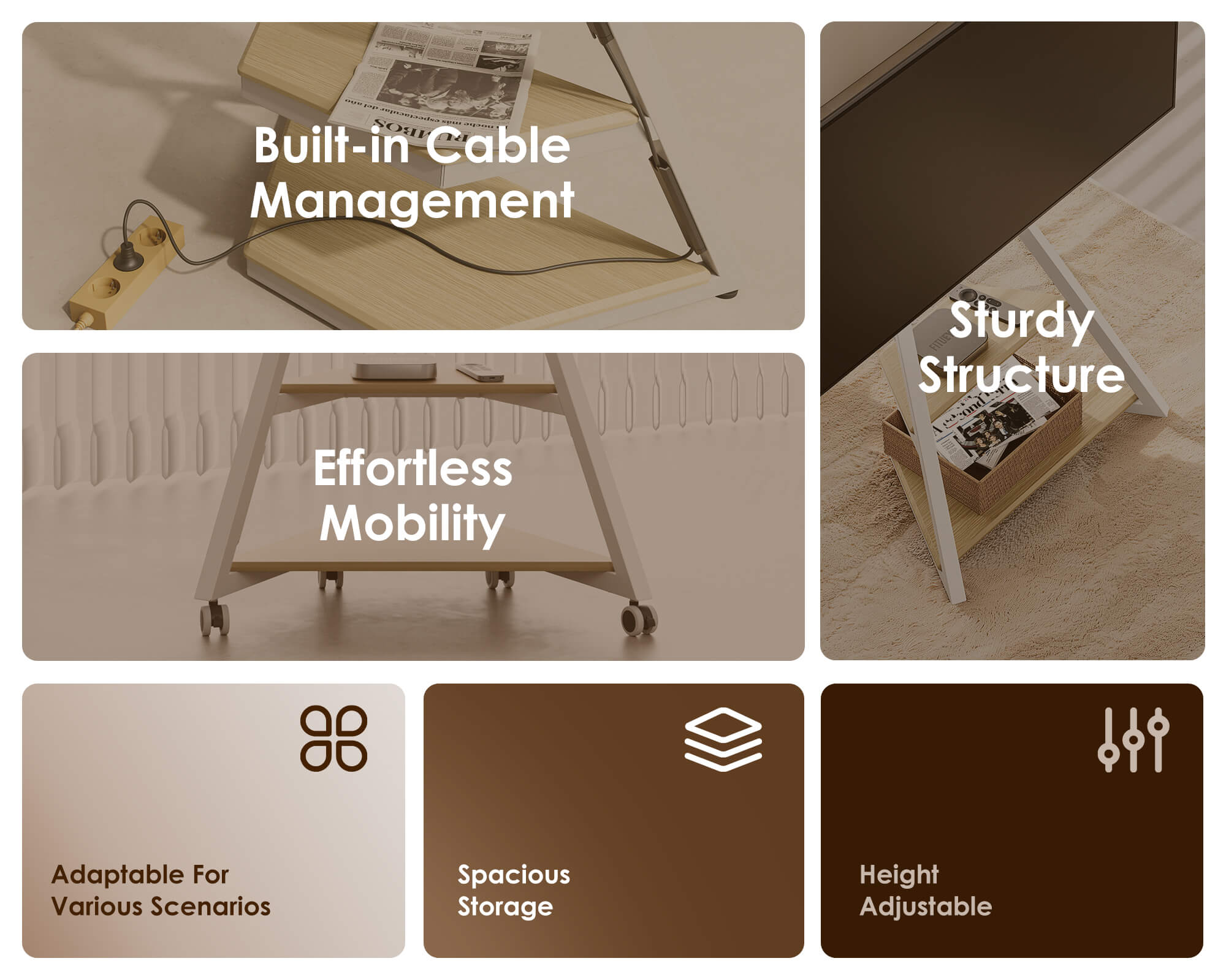 Eiffel FT65 Floor TV Stand With Wheels