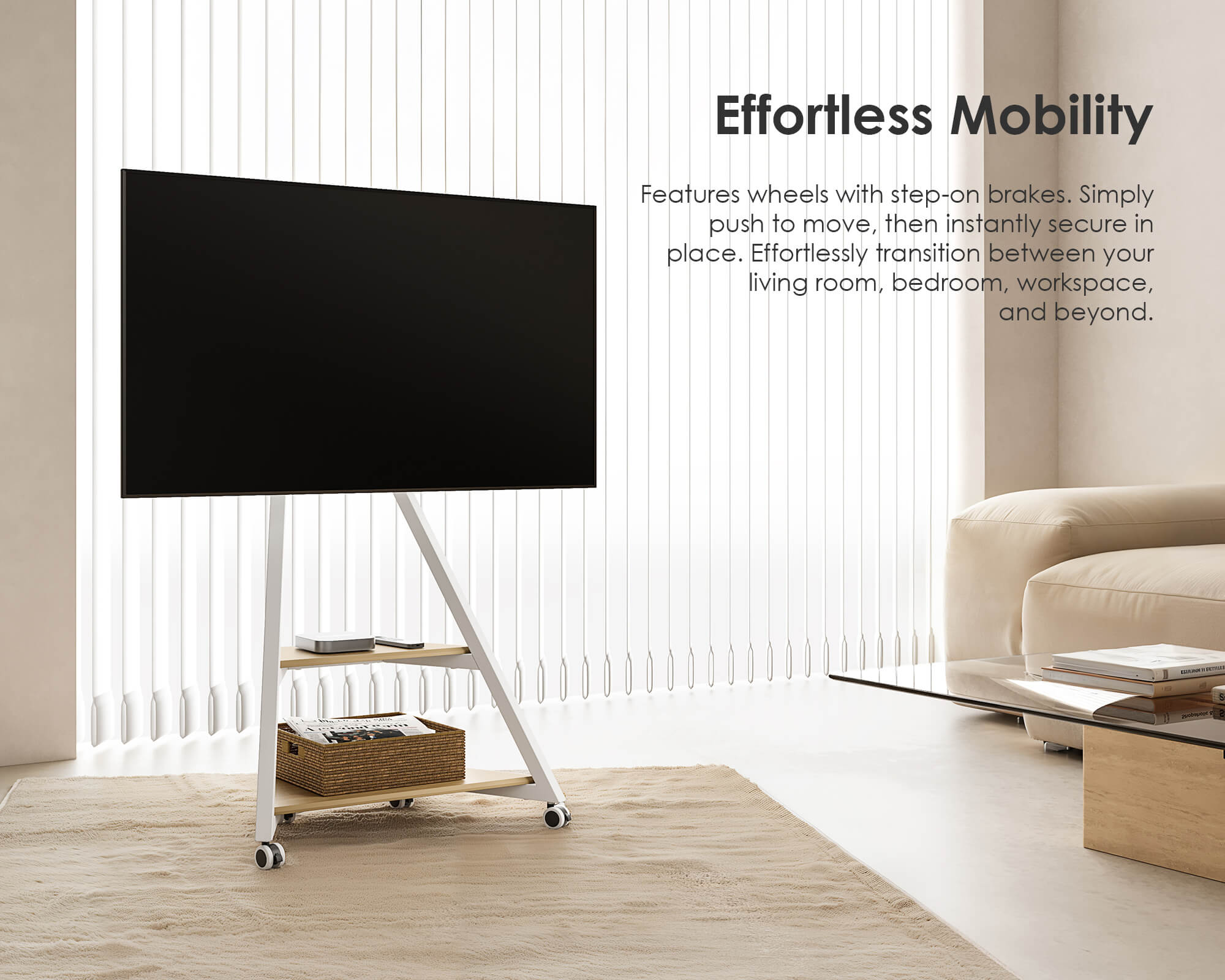 Eiffel FT65 Floor TV Stand With Wheels