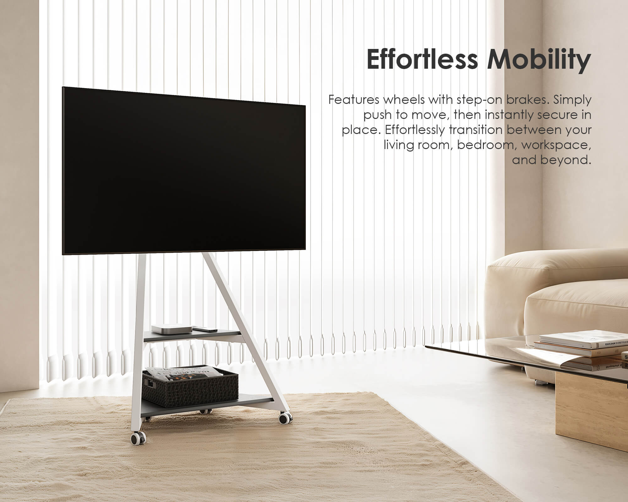 Eiffel FT65 Floor TV Stand With Wheels