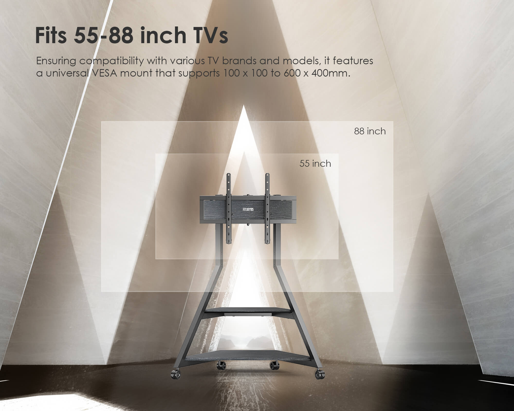 Eiffel V2 FT88 Floor TV Stand With Wheels
