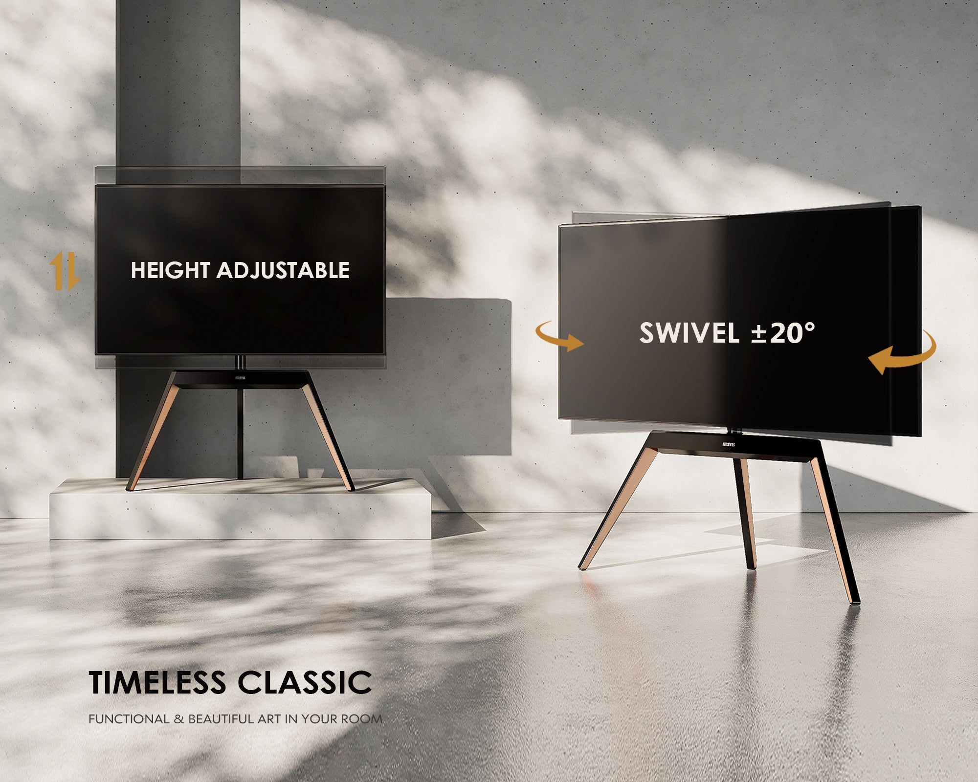 Floor TV Stand with 20° Angle and Height Adjustment