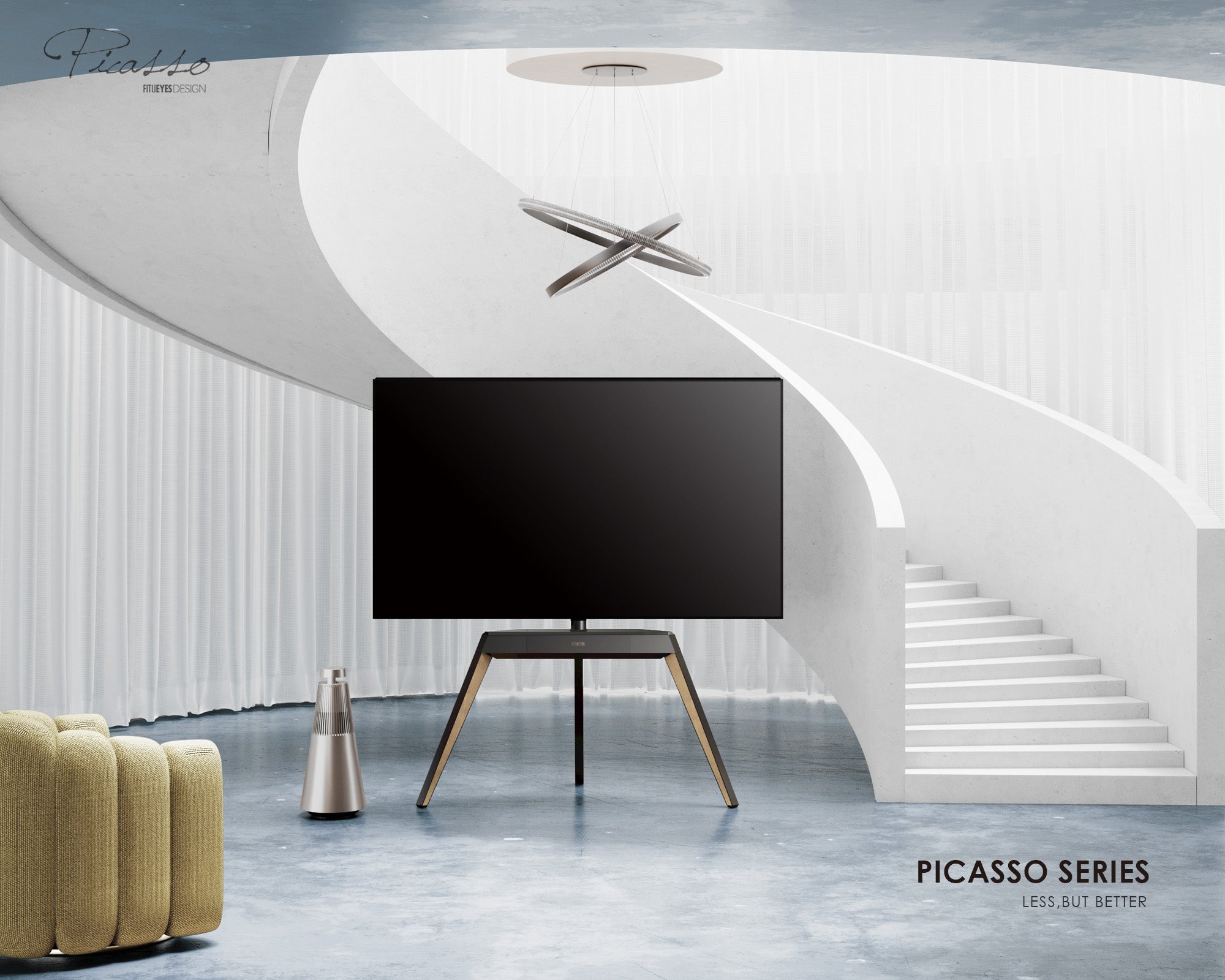 fitueyes picasso 78“ easel tv stand in the gallery