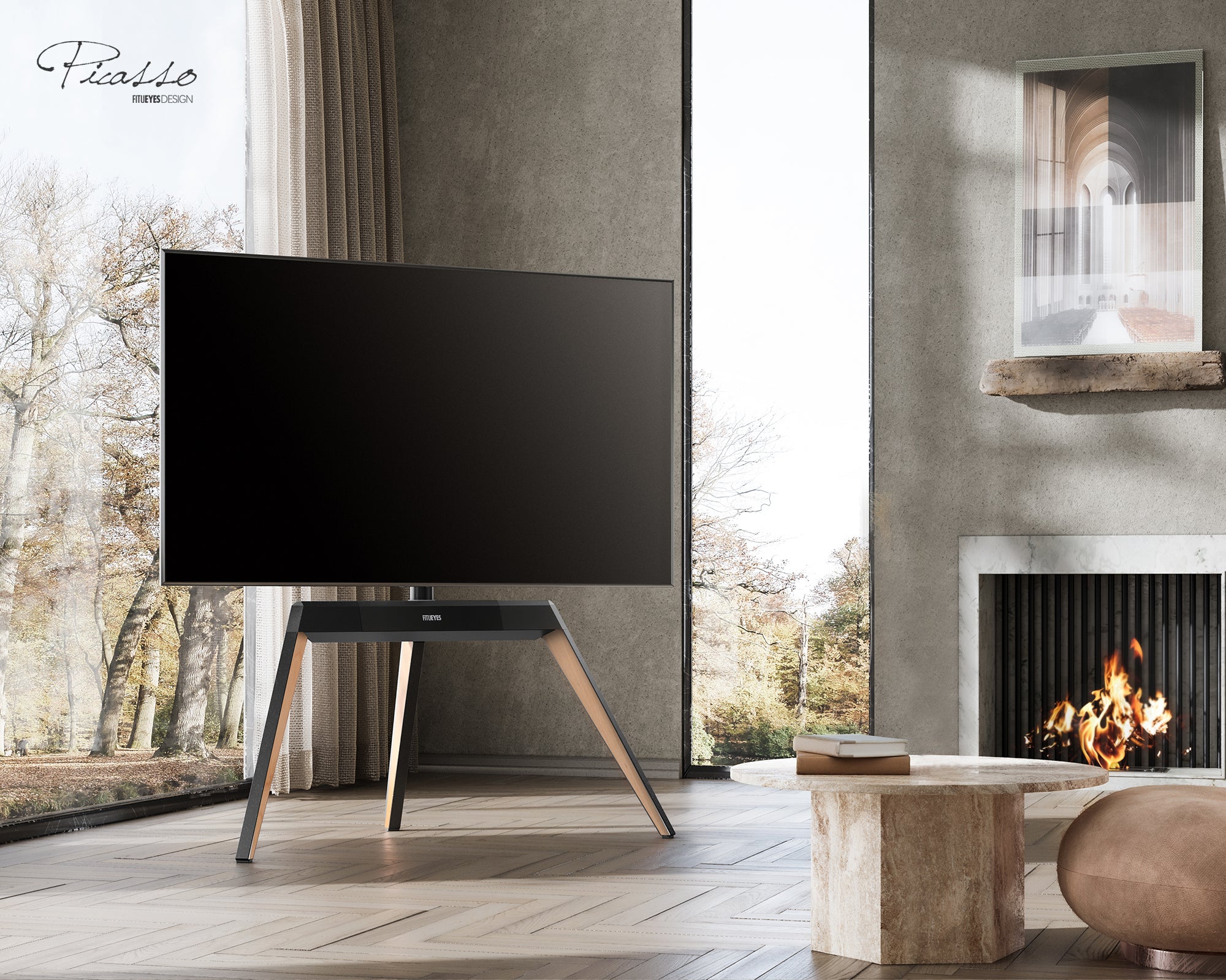tripod tv stand in living room