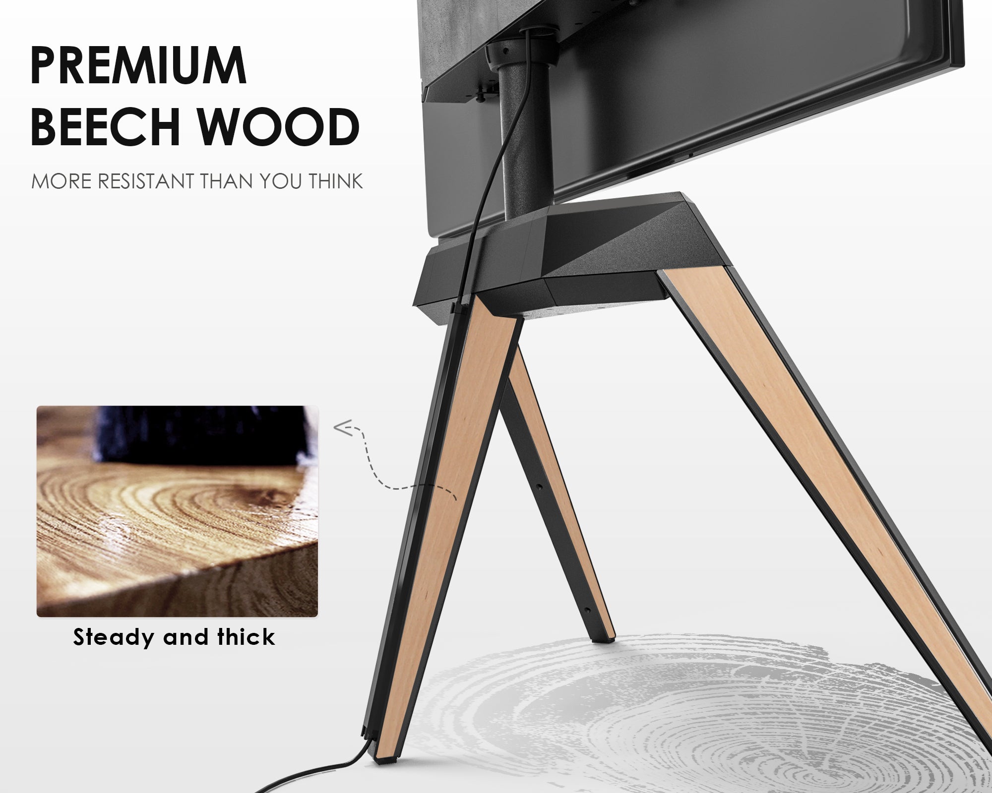 beech wood floor tv stand