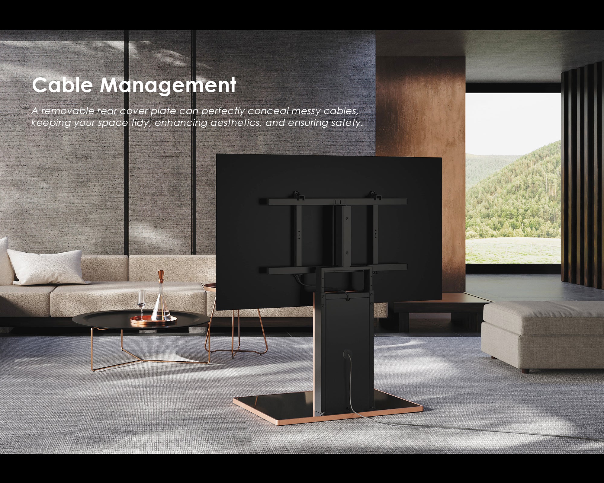 cable management tv stand fitueyes cantor series