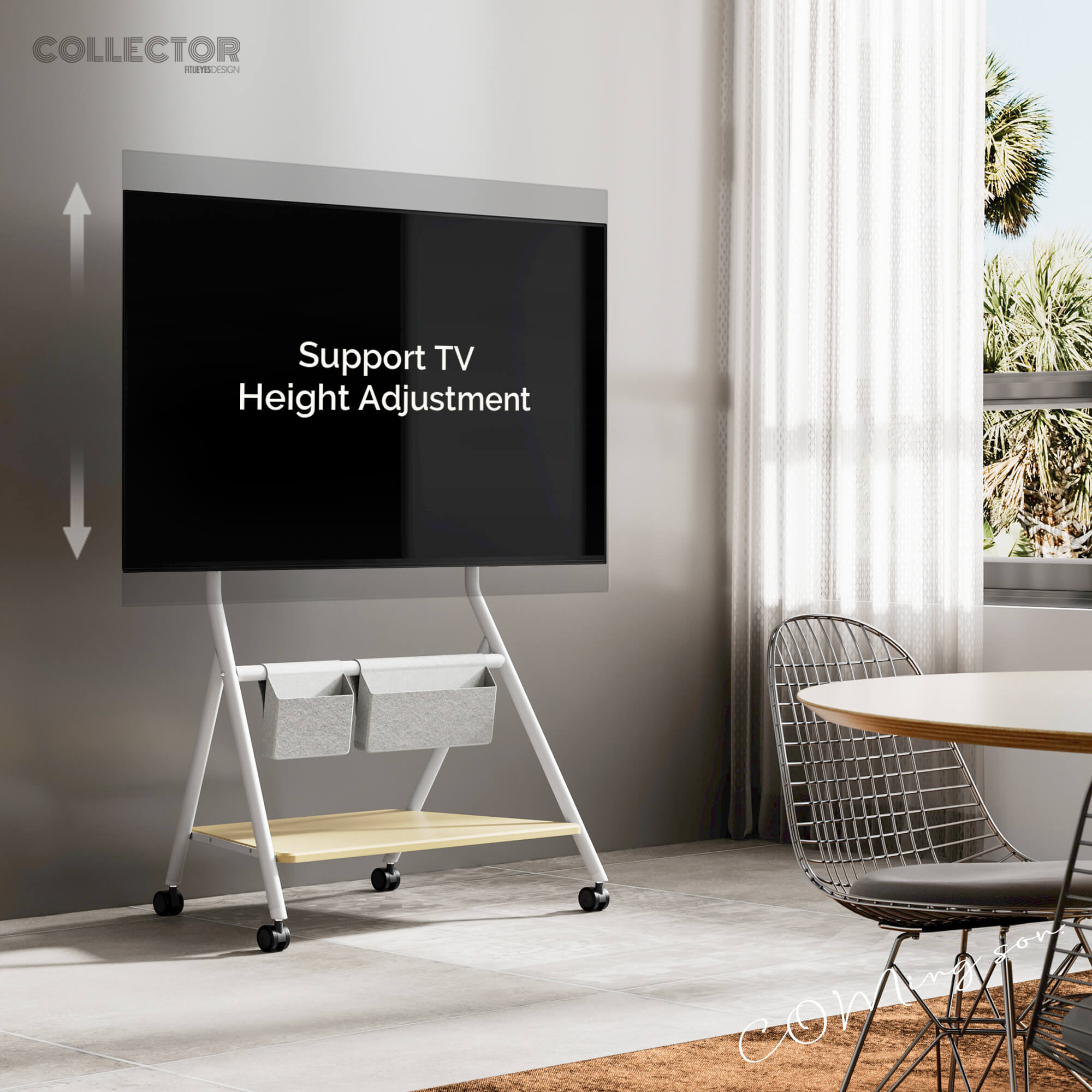 white tv stand with height adjustment FITUEYES 55-78 inches