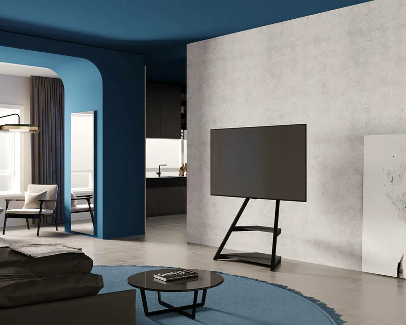 Black Floor standing TV stand in living room