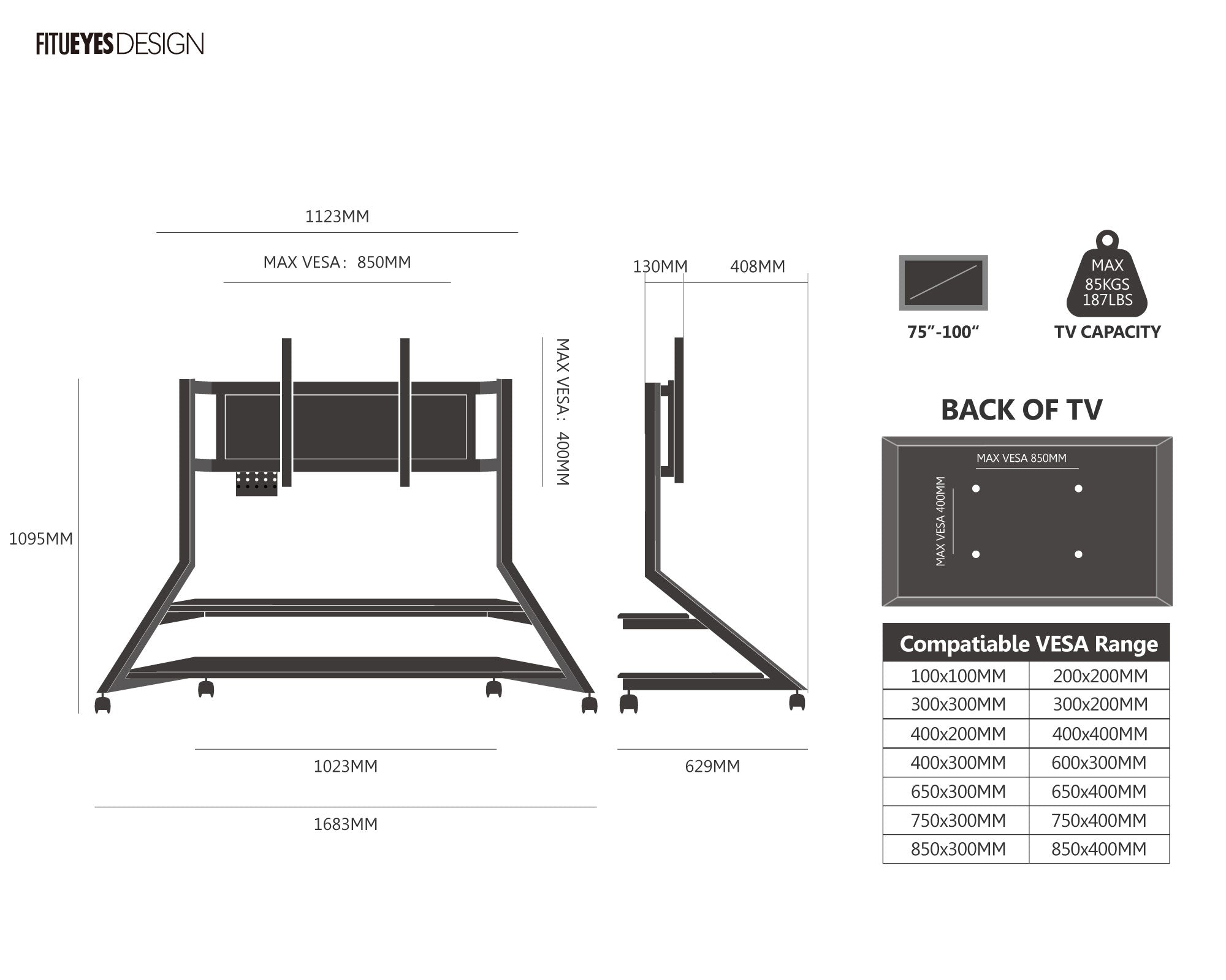 Eiffel Floor TV Stand V2 FT100