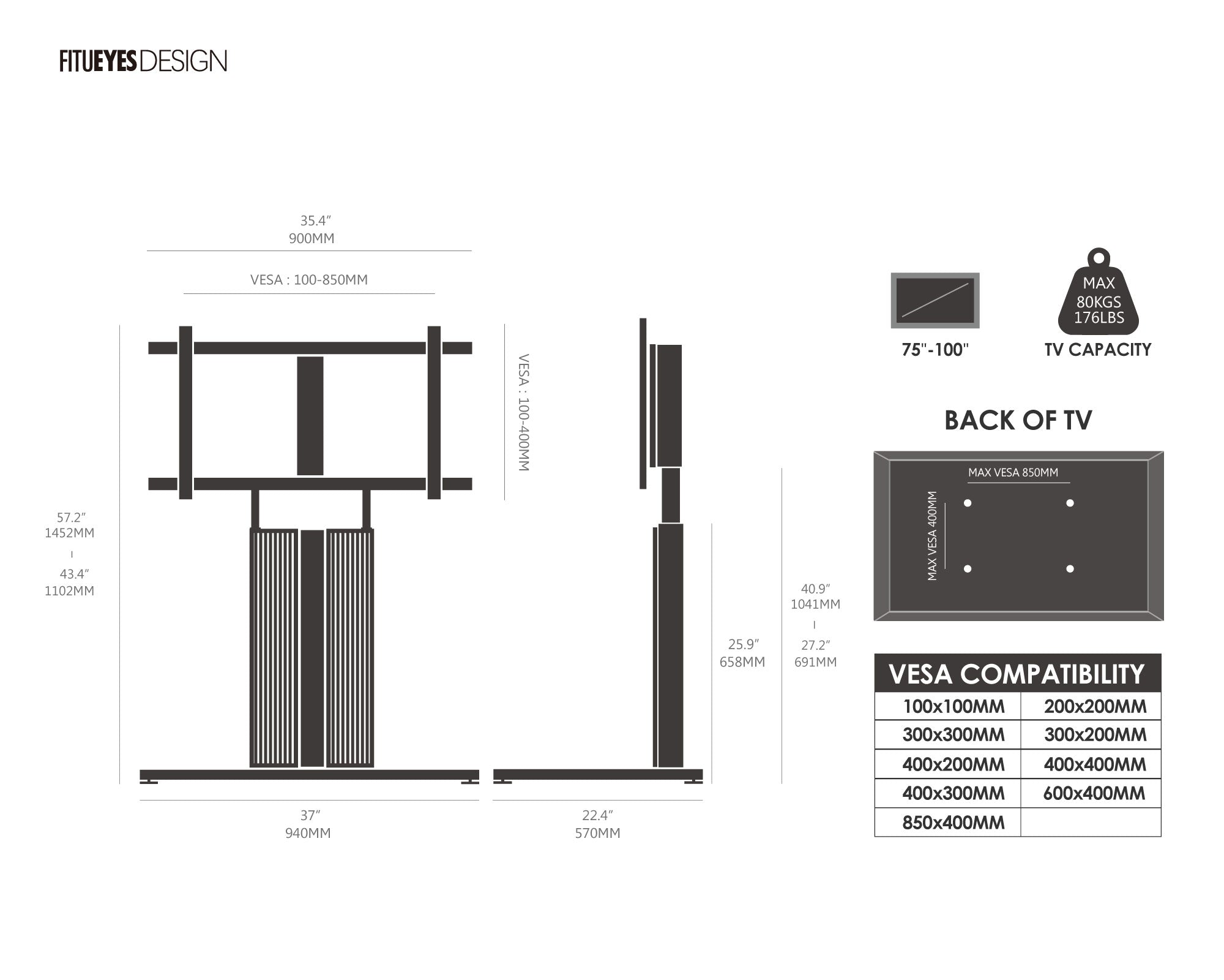 Floor TV Stand Cantor Series 75-100 Inch