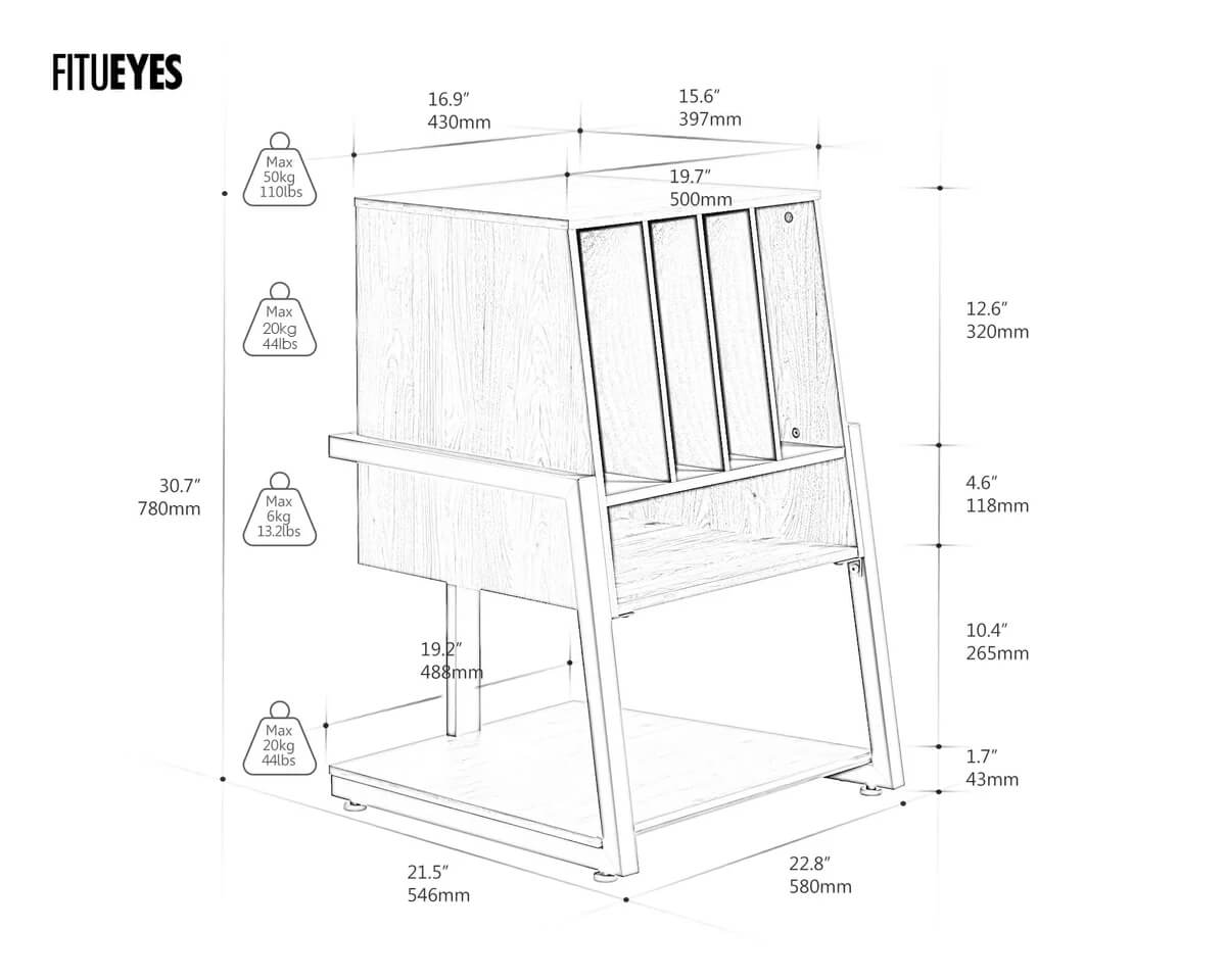 hifi stand Dimensions