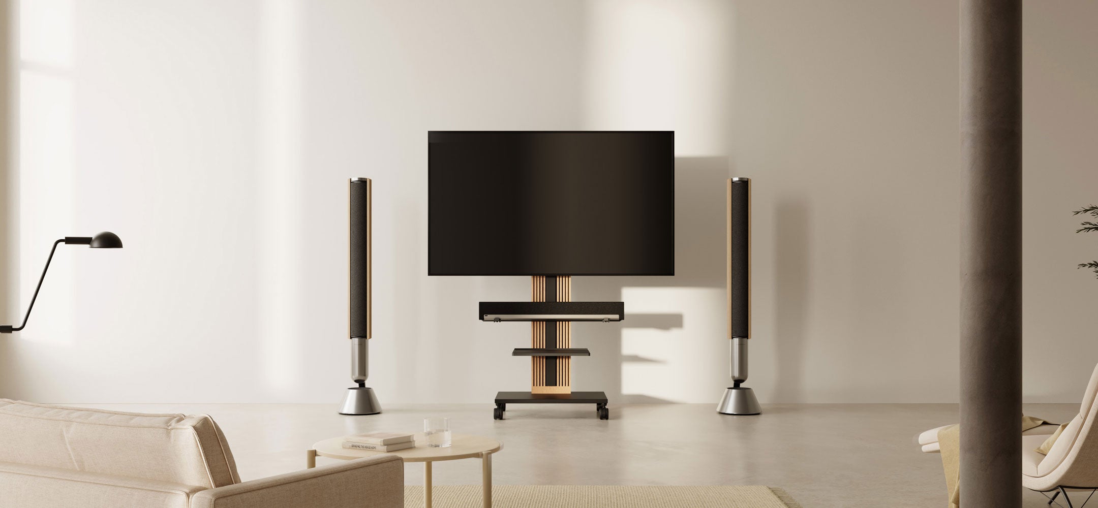 TV Stand ZEN Series with Soundbar brakcet and Plate Shelf