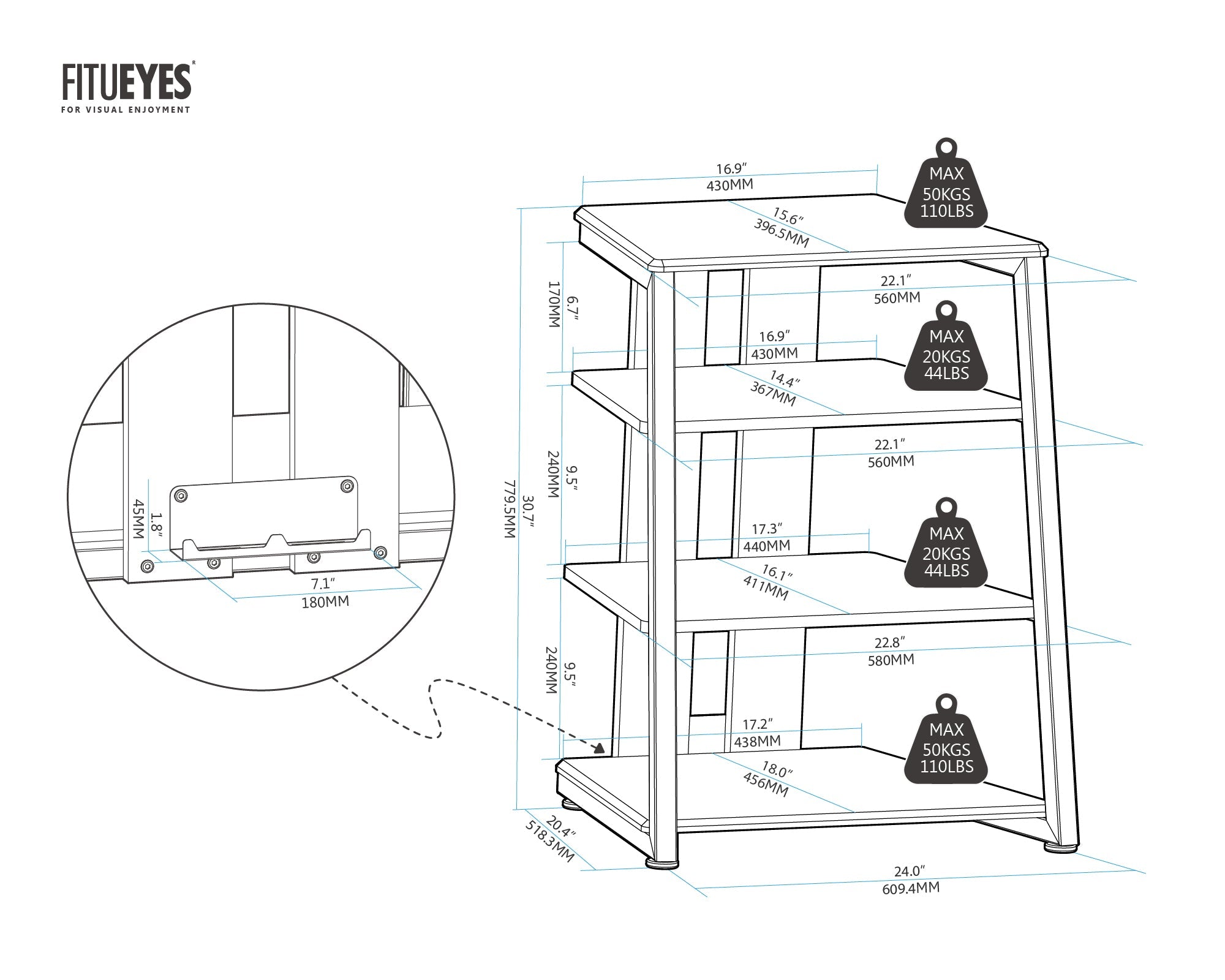 Record Player Stand with Storage