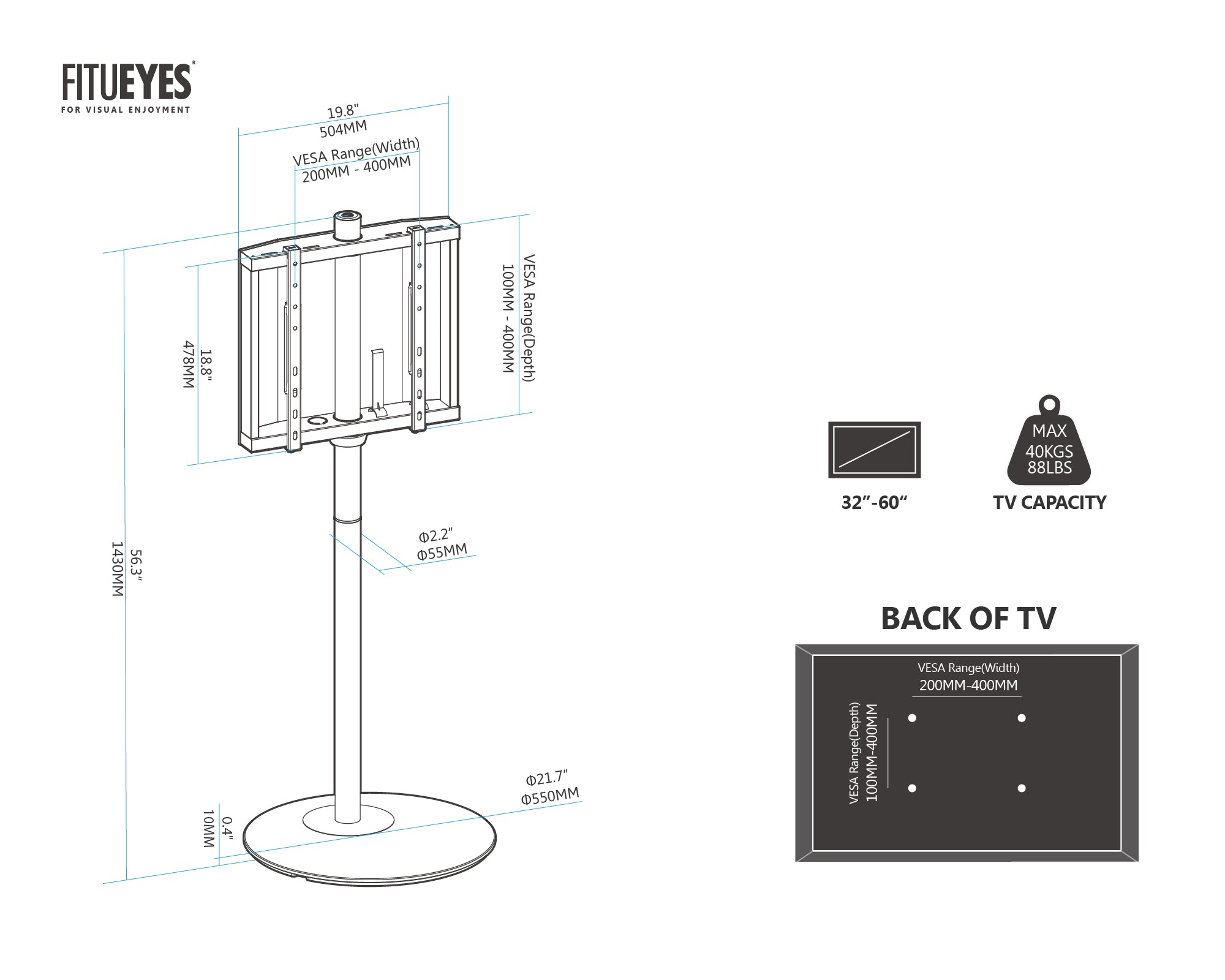 Floor TV Stand Master Series 32-60 Inch