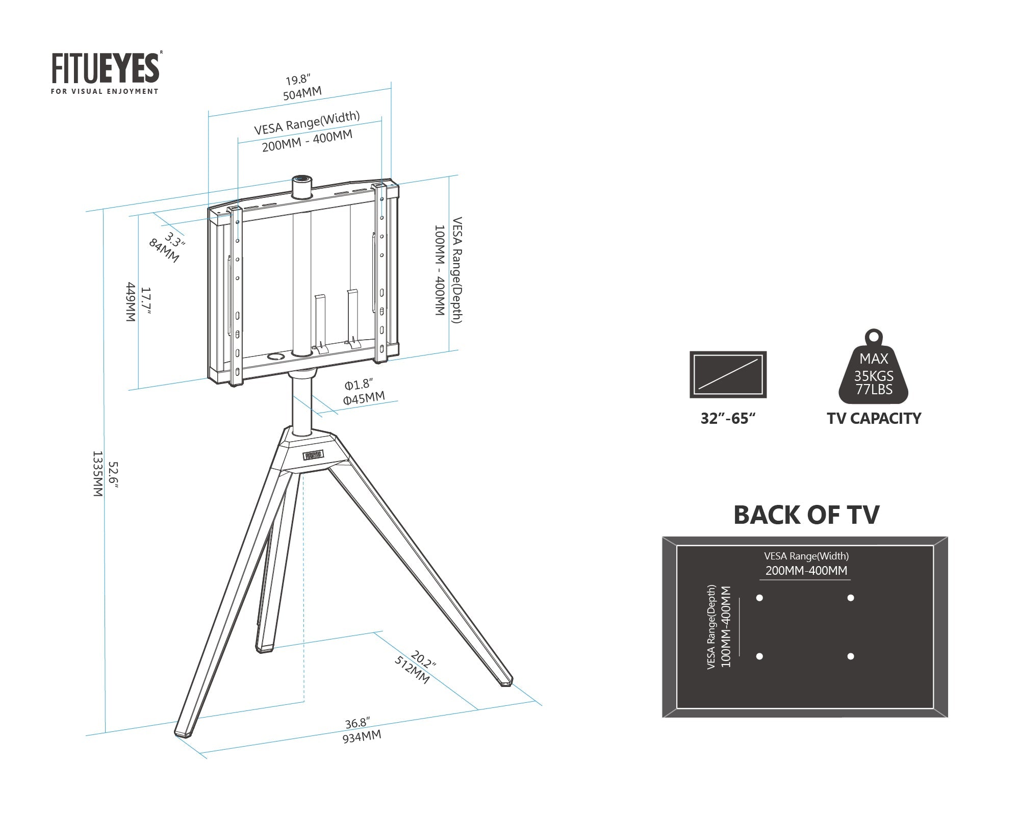 Tripod Easel TV Stand for 37" - 65" | Picasso Series