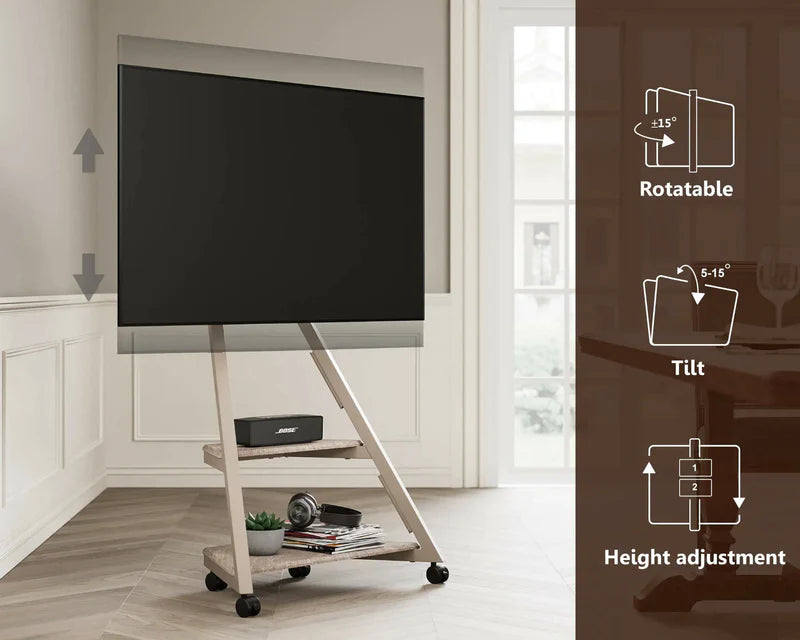 Floor TV Stand With Wheels Eiffel Series 32-65 Inch - Camel